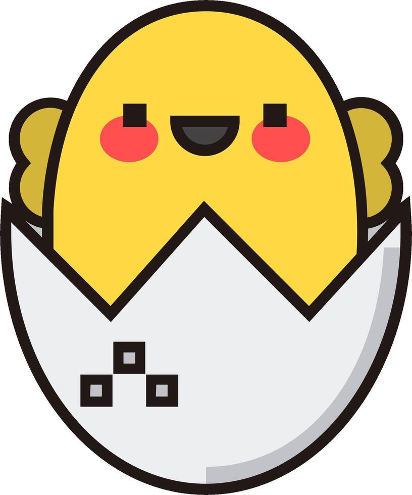 A cute yellow chicken in an egg vector