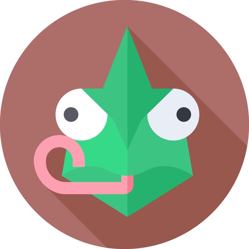 A flat green lizard with a long shadow vector