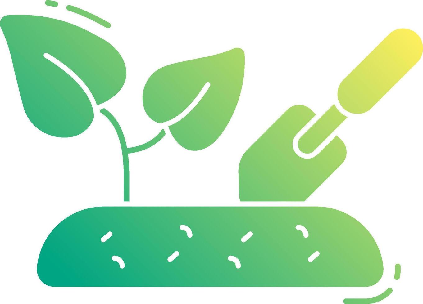 A green and yellow plant with a shovel and a fork vector