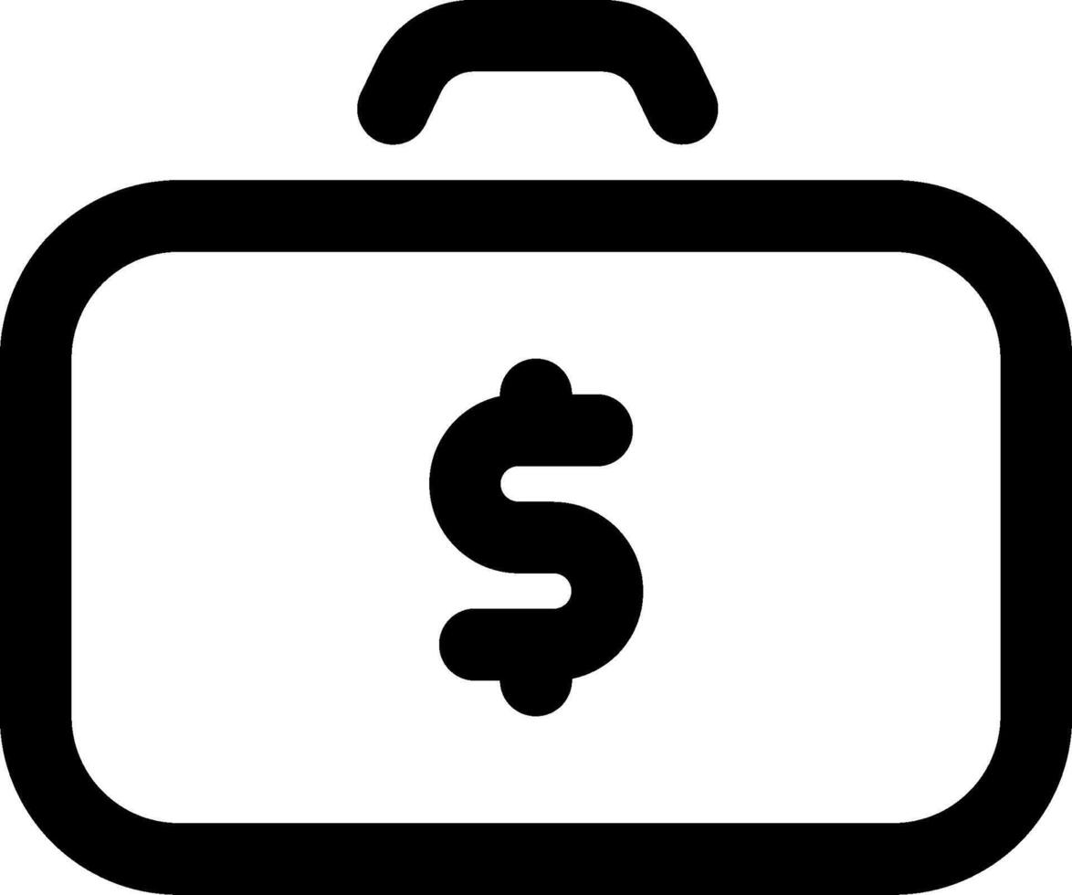 A black and white briefcase with a dollar sign vector