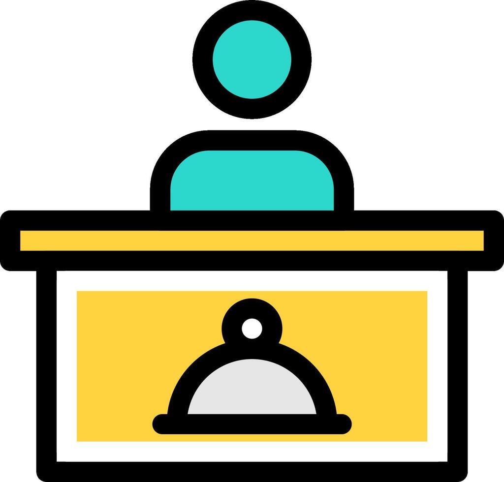 A person sitting at a desk with a bell on top vector