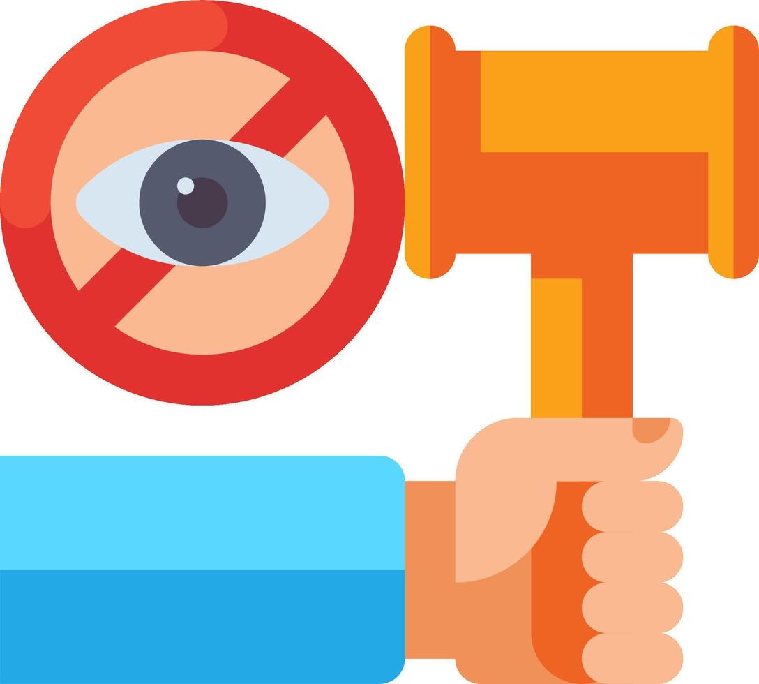 A hand holding a hammer and a sign that says no eye vector