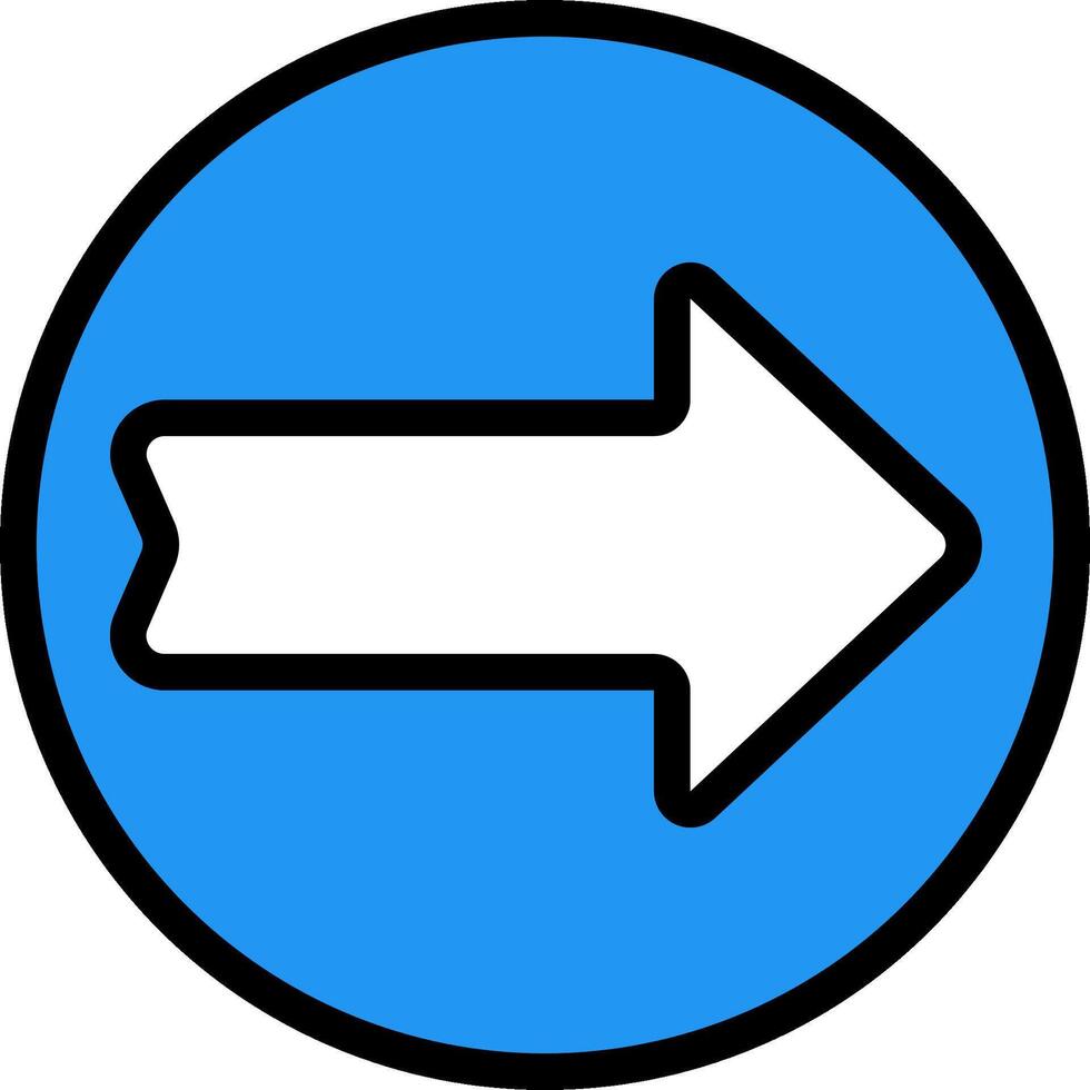 A blue and white arrow pointing in the direction of the right vector