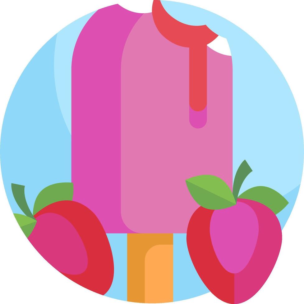 Pink ice cream with strawberries on a stick vector