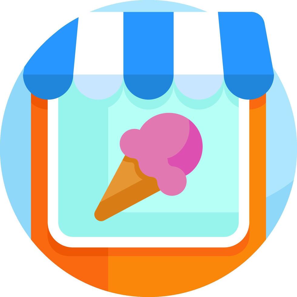 An ice cream shop icon with a pink cone vector
