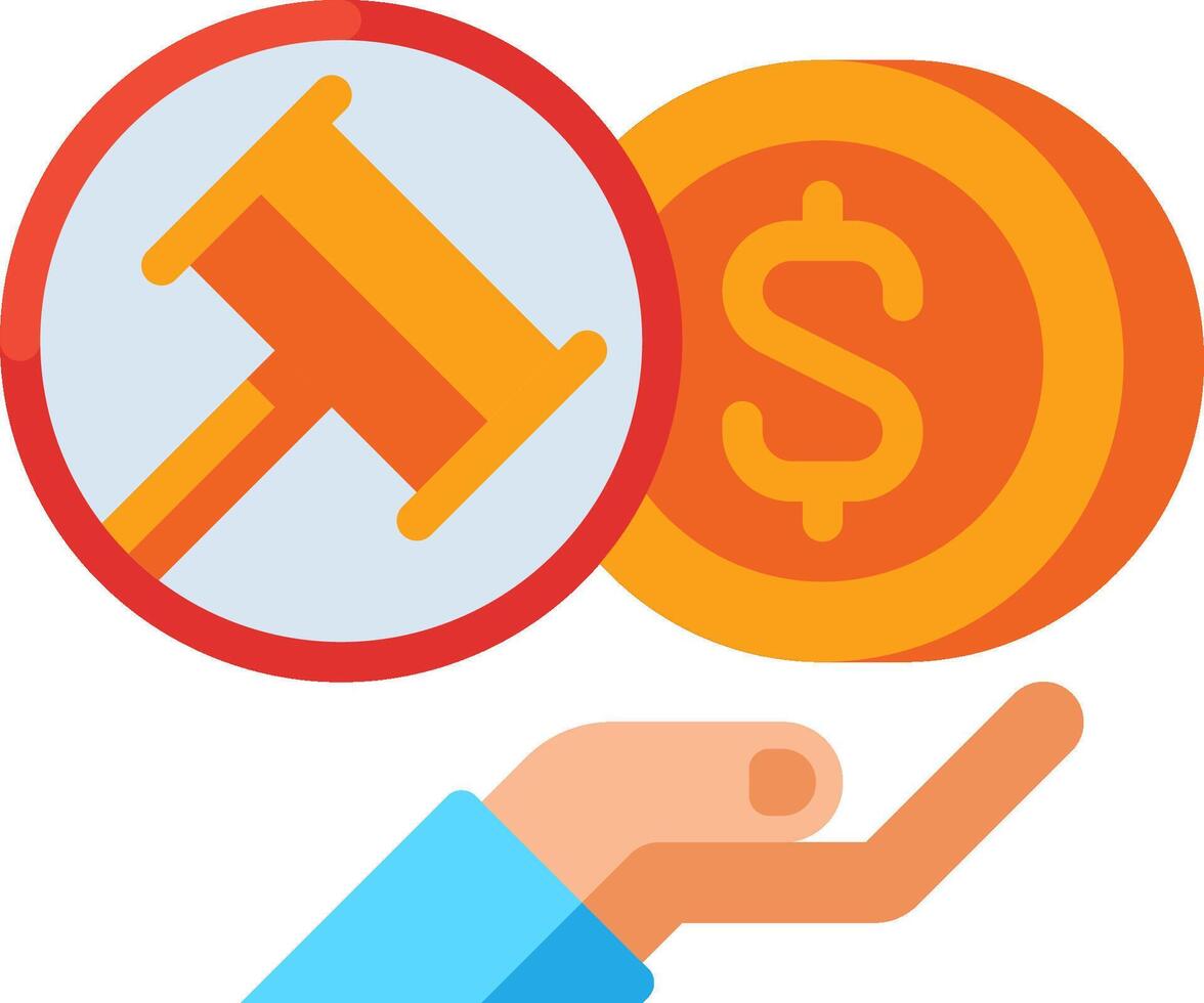 Hand holding dollar coin and hammer vector