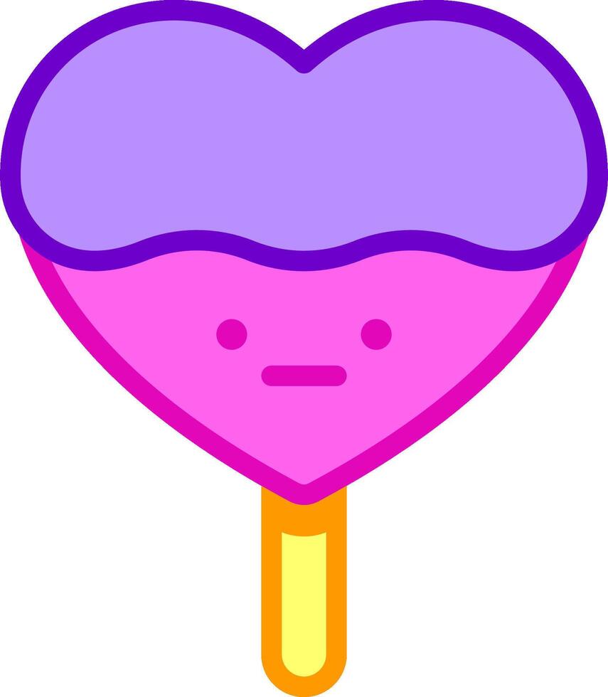 A purple heart shaped lollipop with a purple face vector
