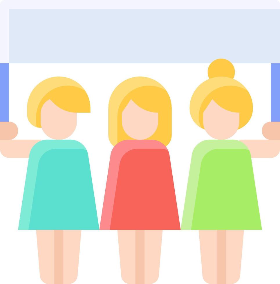 Three women holding up a sign with a blank space vector