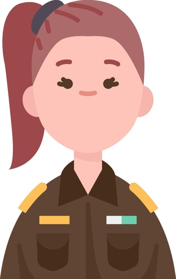 A cartoon woman in a military uniform vector