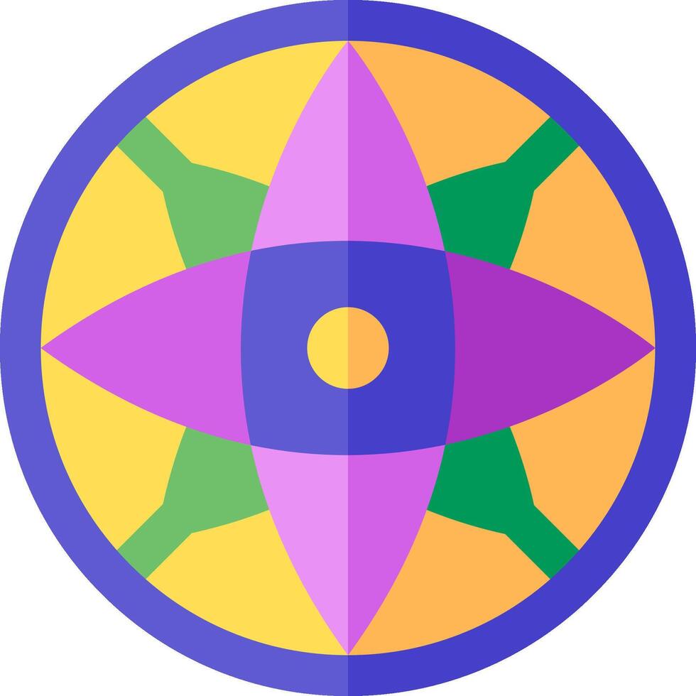 A purple and green circular logo with a star in the center vector