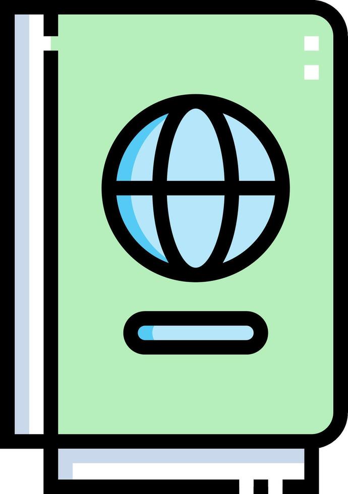 A green book with a globe on it vector