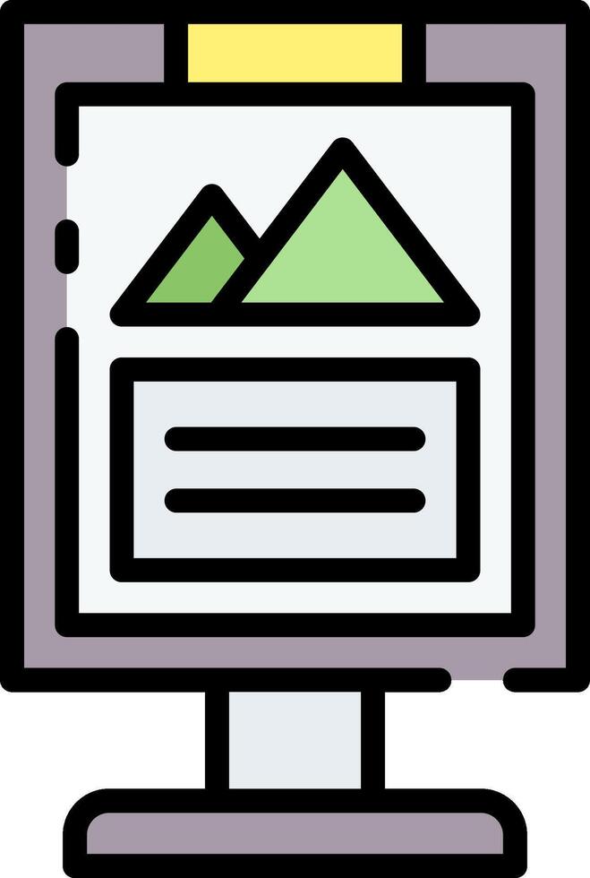 A computer monitor with a mountain on it vector