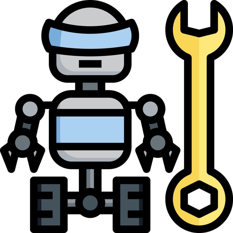 A robot with a wrench and a wrench vector