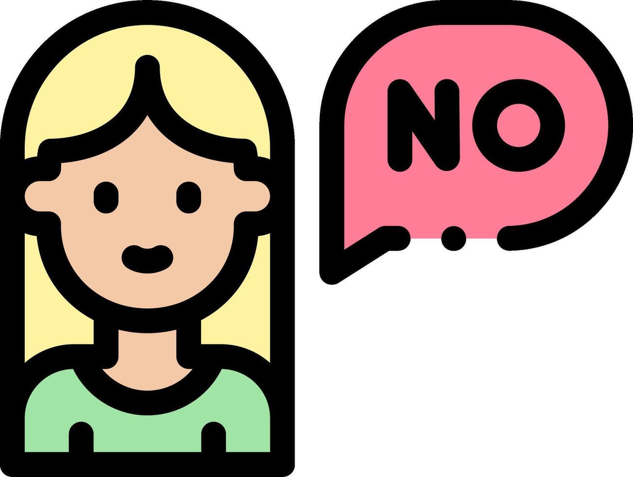 A cartoon woman with a speech bubble that says no vector