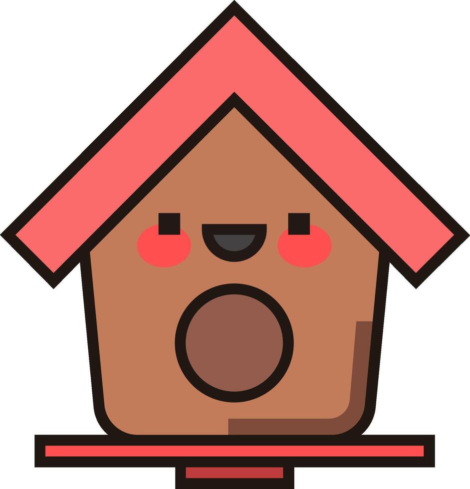 A birdhouse with a red roof and a smiling face vector