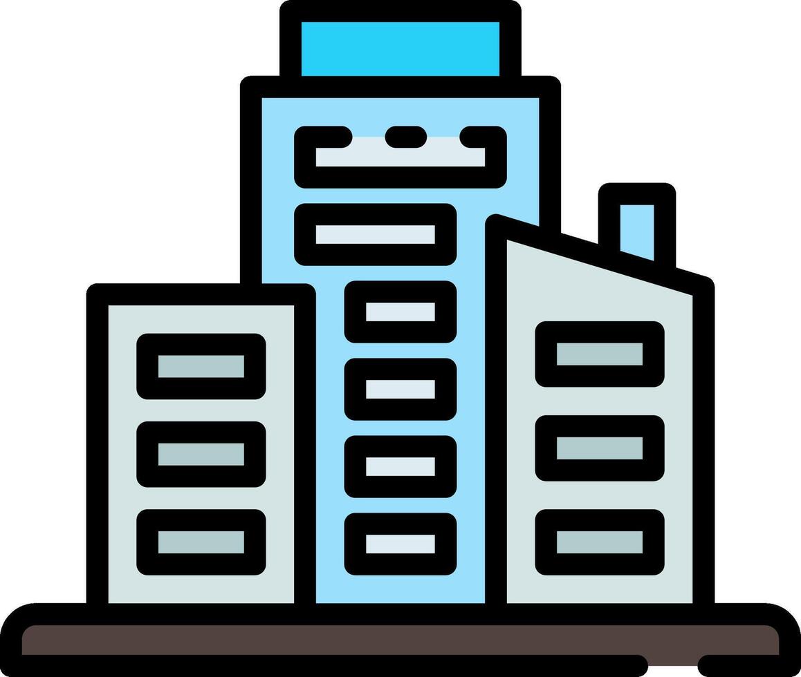 A building icon with a blue background vector