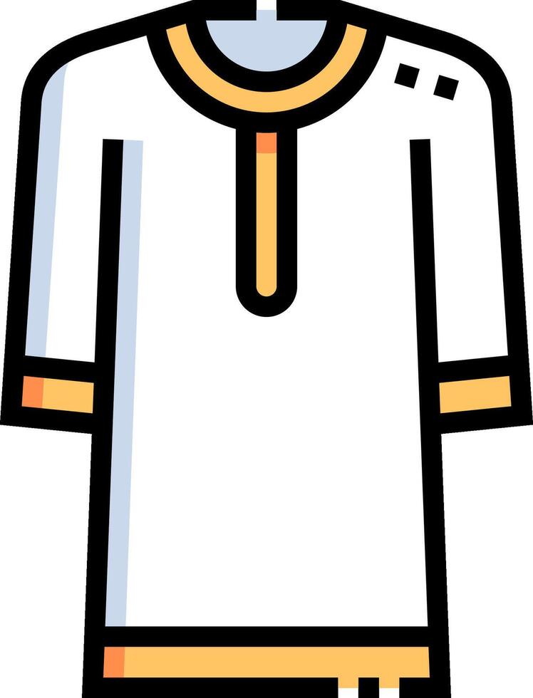 A white shirt with yellow trim and a yellow collar vector