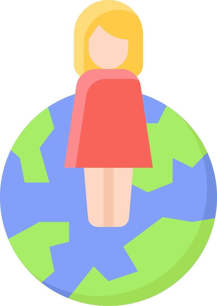 A woman standing on the earth with a globe vector