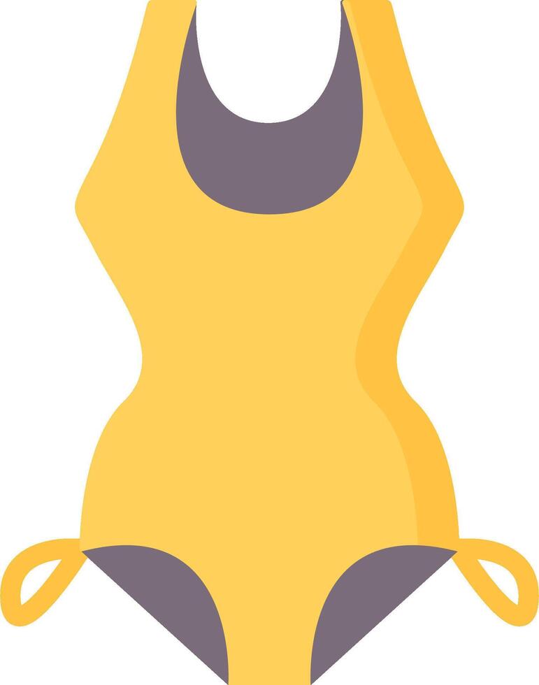 Yellow swimsuit with gray straps vector
