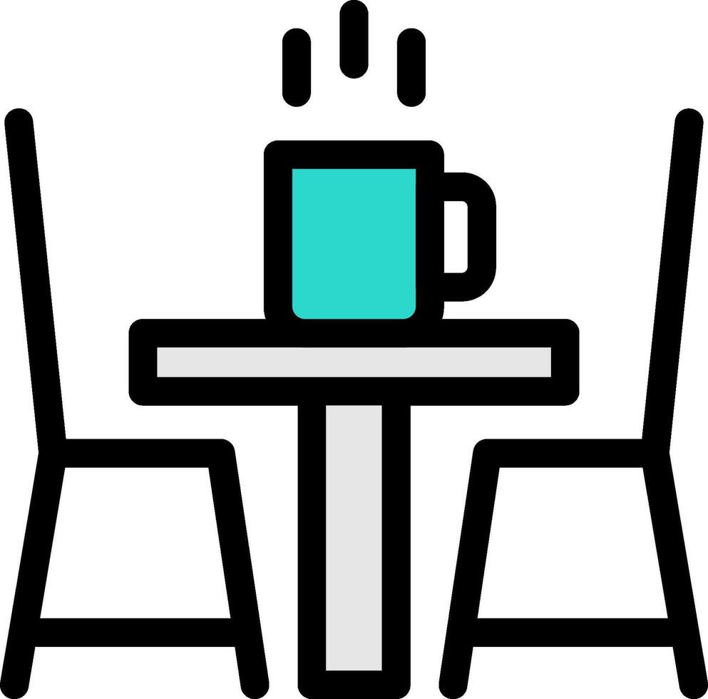 A table with two chairs and a cup of coffee vector