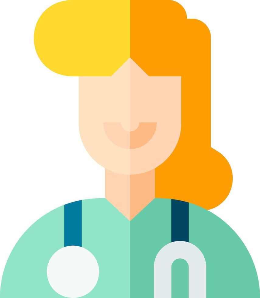 A woman in a green scrub top and stethoscope vector