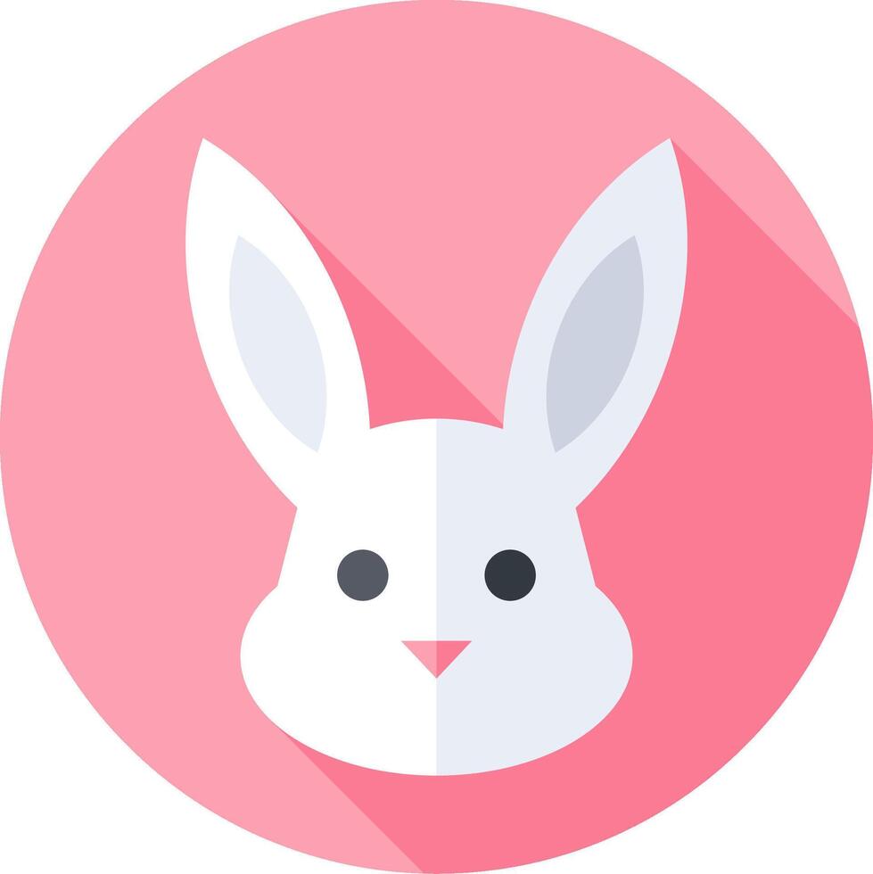 A pink bunny icon with a long shadow vector
