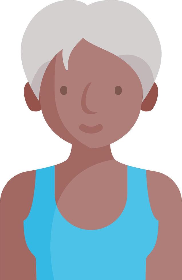 An older woman in a blue tank top vector