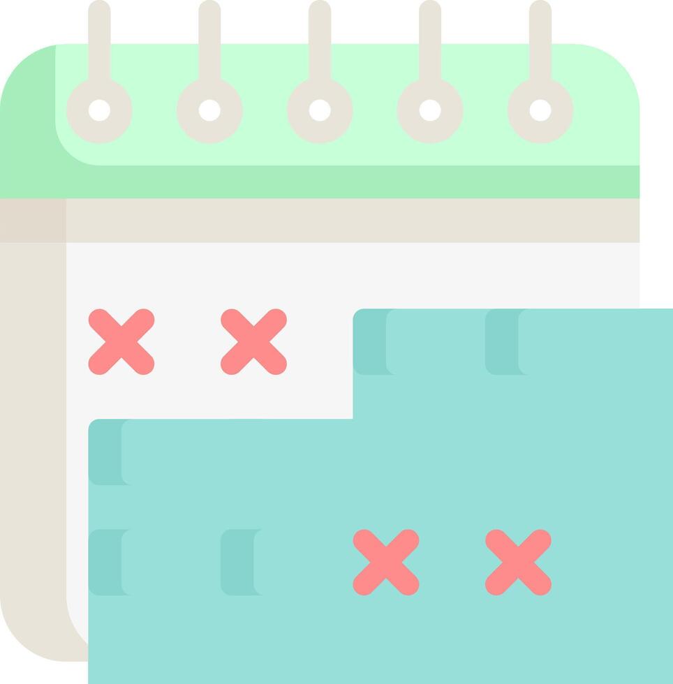 A calendar with crossed out dates and a pen vector