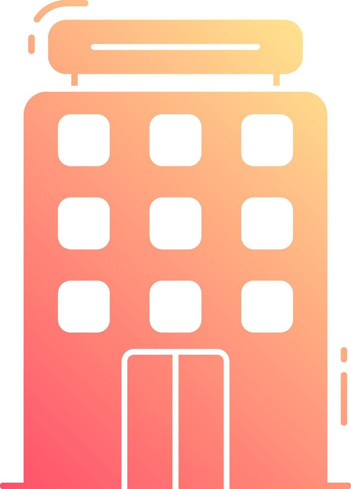 A building icon with a yellow and pink background vector