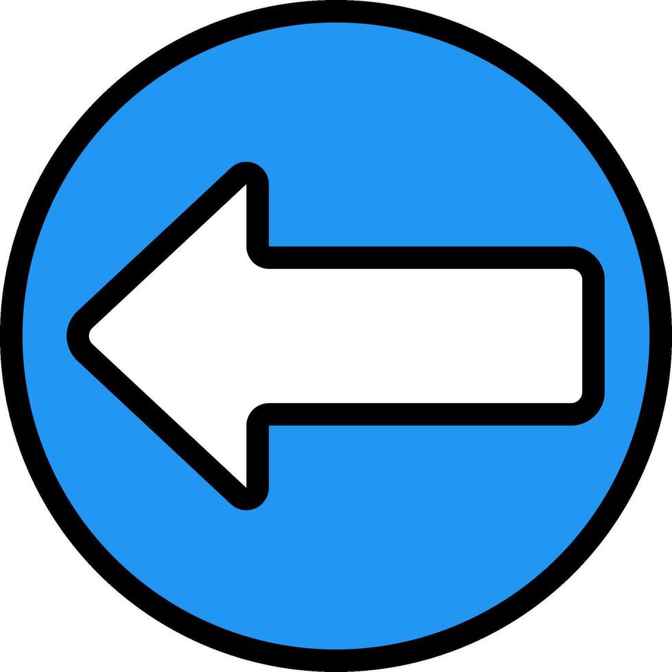 A blue and white circular sign with an arrow pointing left vector