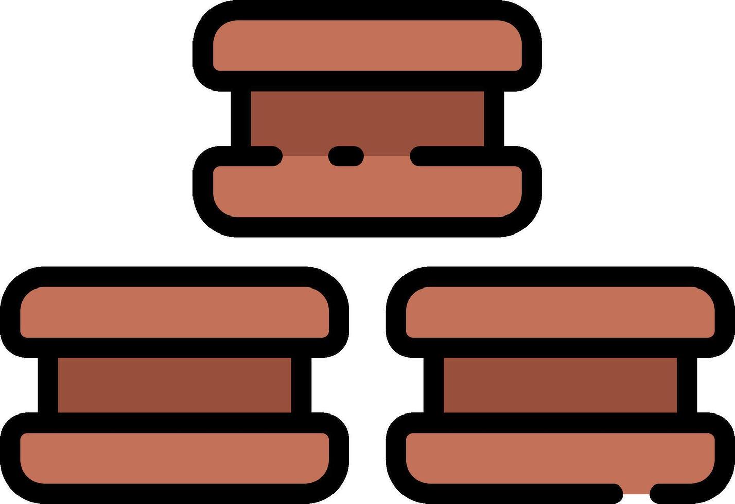 Three hamburgers stacked on top of each other vector