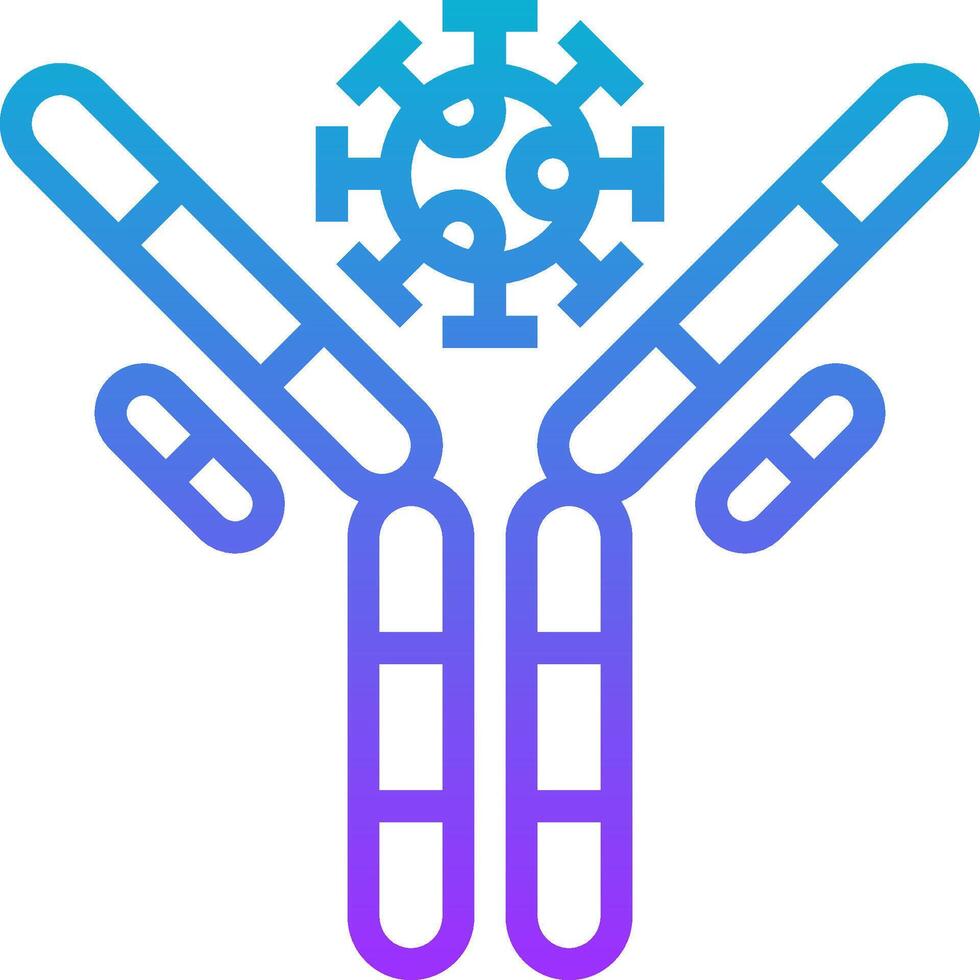 A blue and purple icon of a hand holding a chain of dna vector