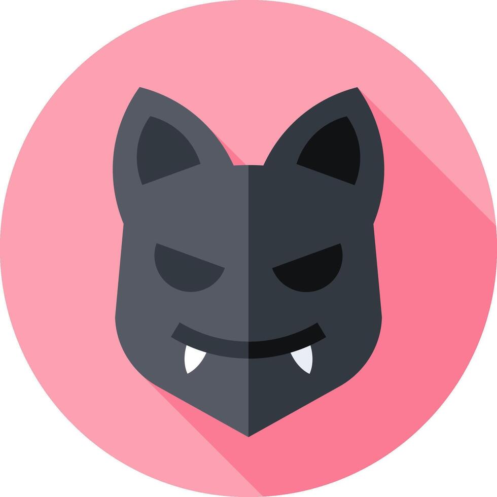 A flat icon of a cat's face with long shadow vector