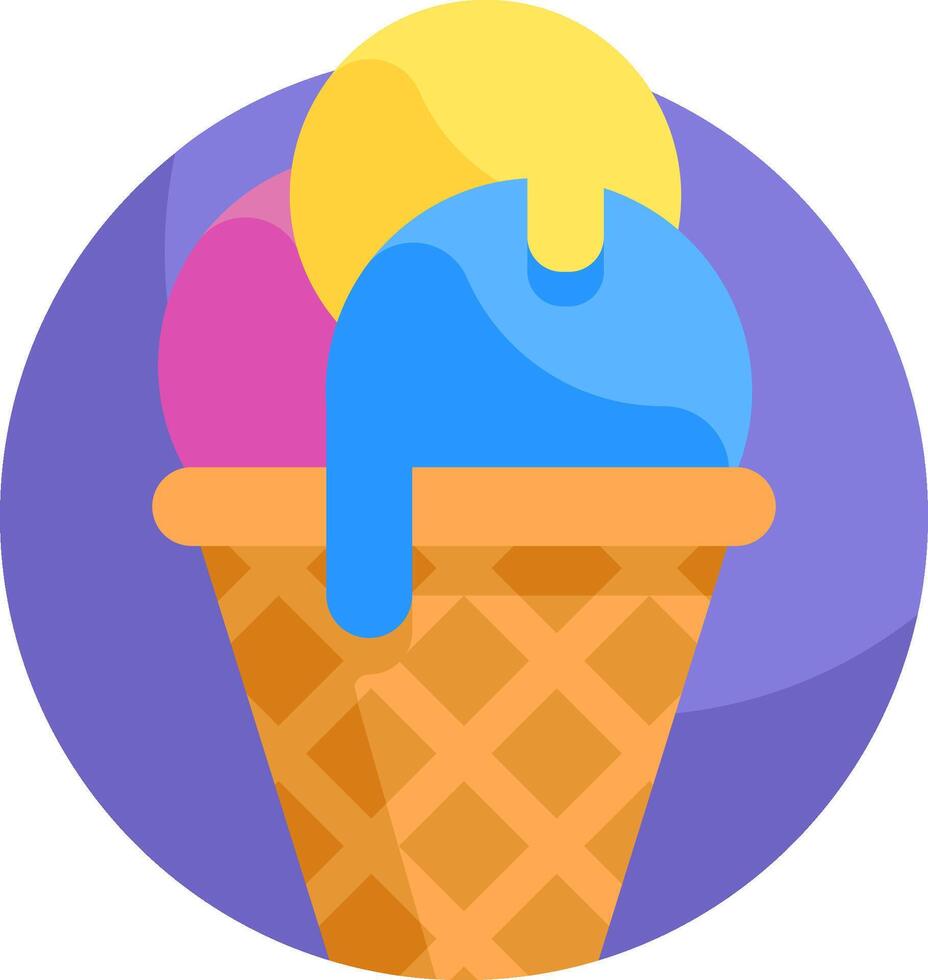 An ice cream cone with colorful ice cream vector