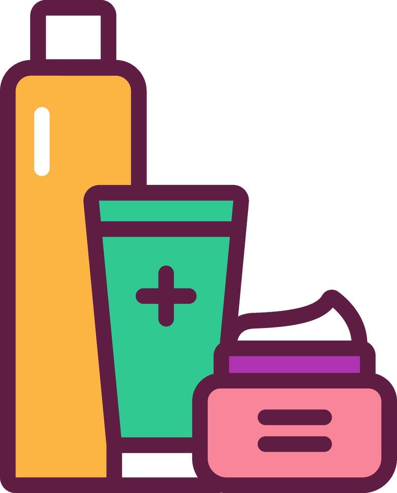 A bottle of lotion, a tube of toothpaste and a tube of toothpaste vector