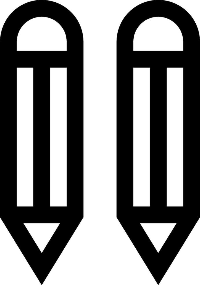 Two black and white pencils with a line drawn around them vector