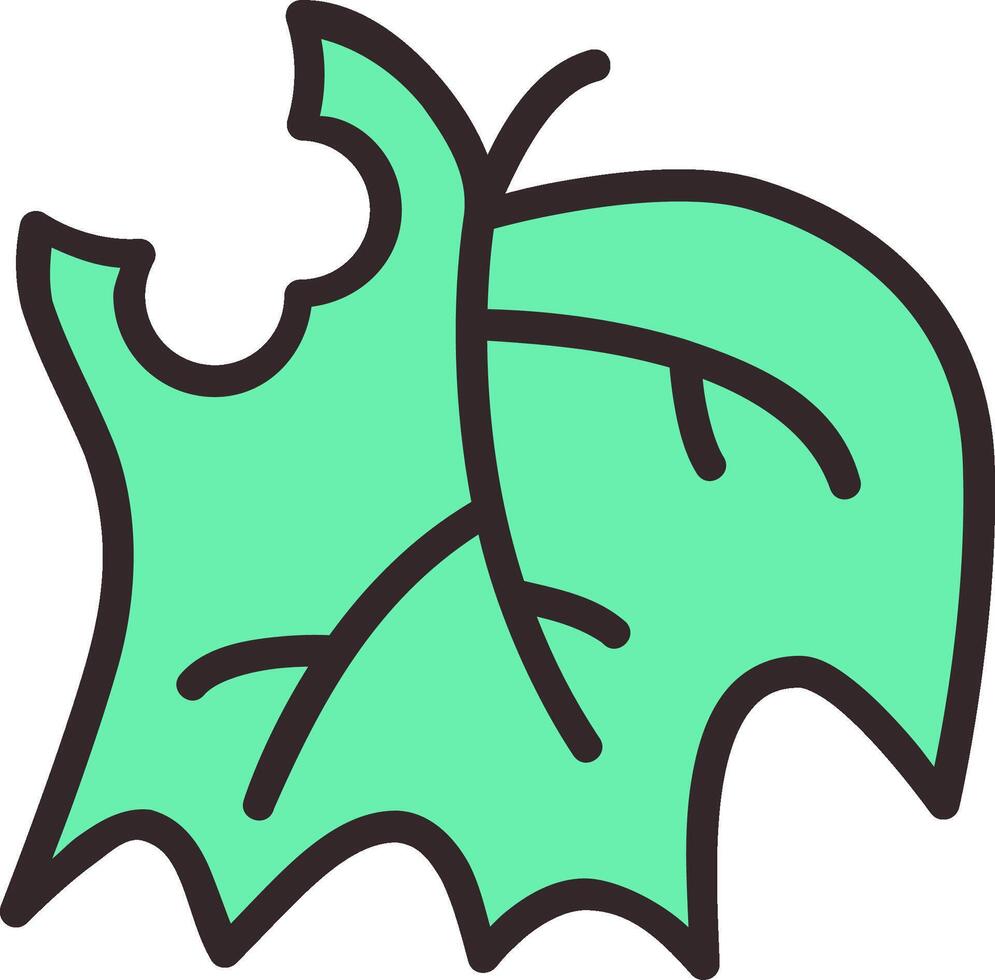 A green leaf with a black outline vector
