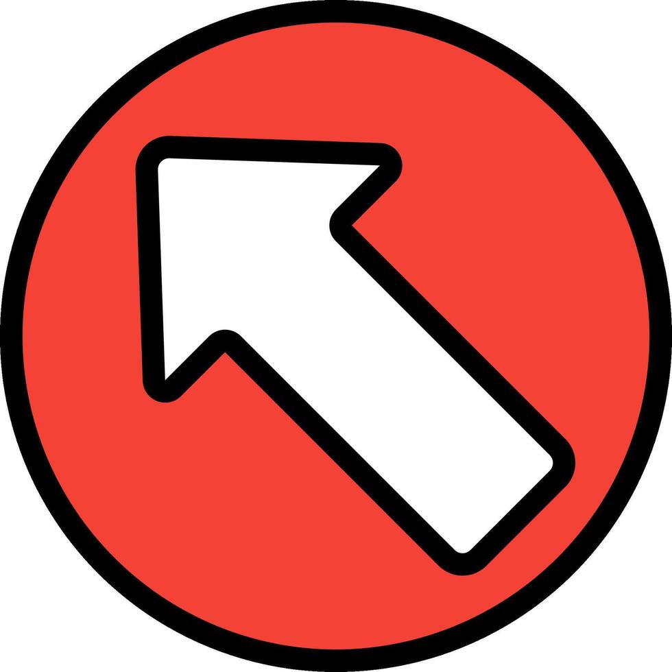 A red circle with an arrow pointing up vector