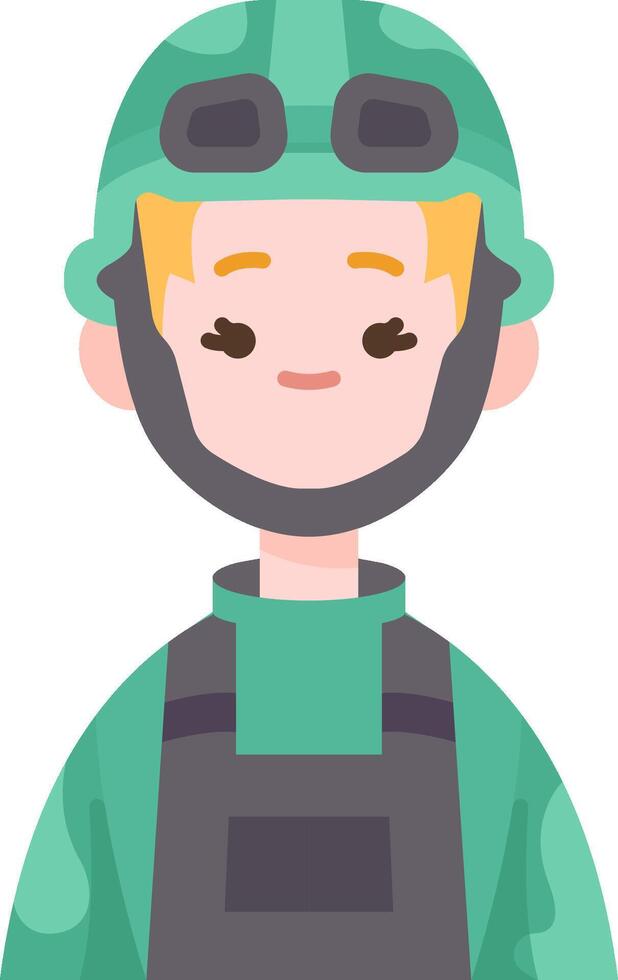 A cartoon soldier wearing a helmet and green uniform vector