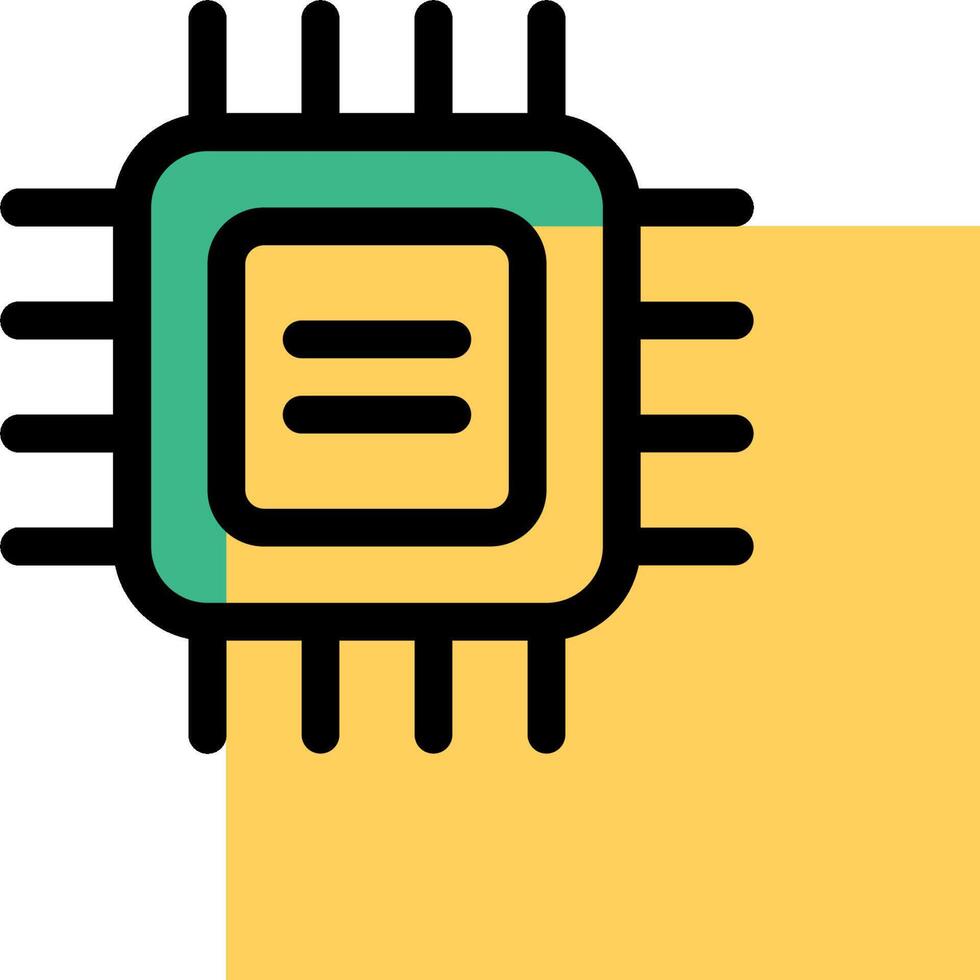 A computer chip icon with a yellow and green background vector