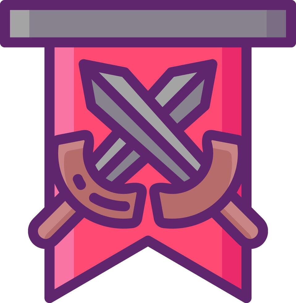 Two swords and a banner with a red ribbon vector
