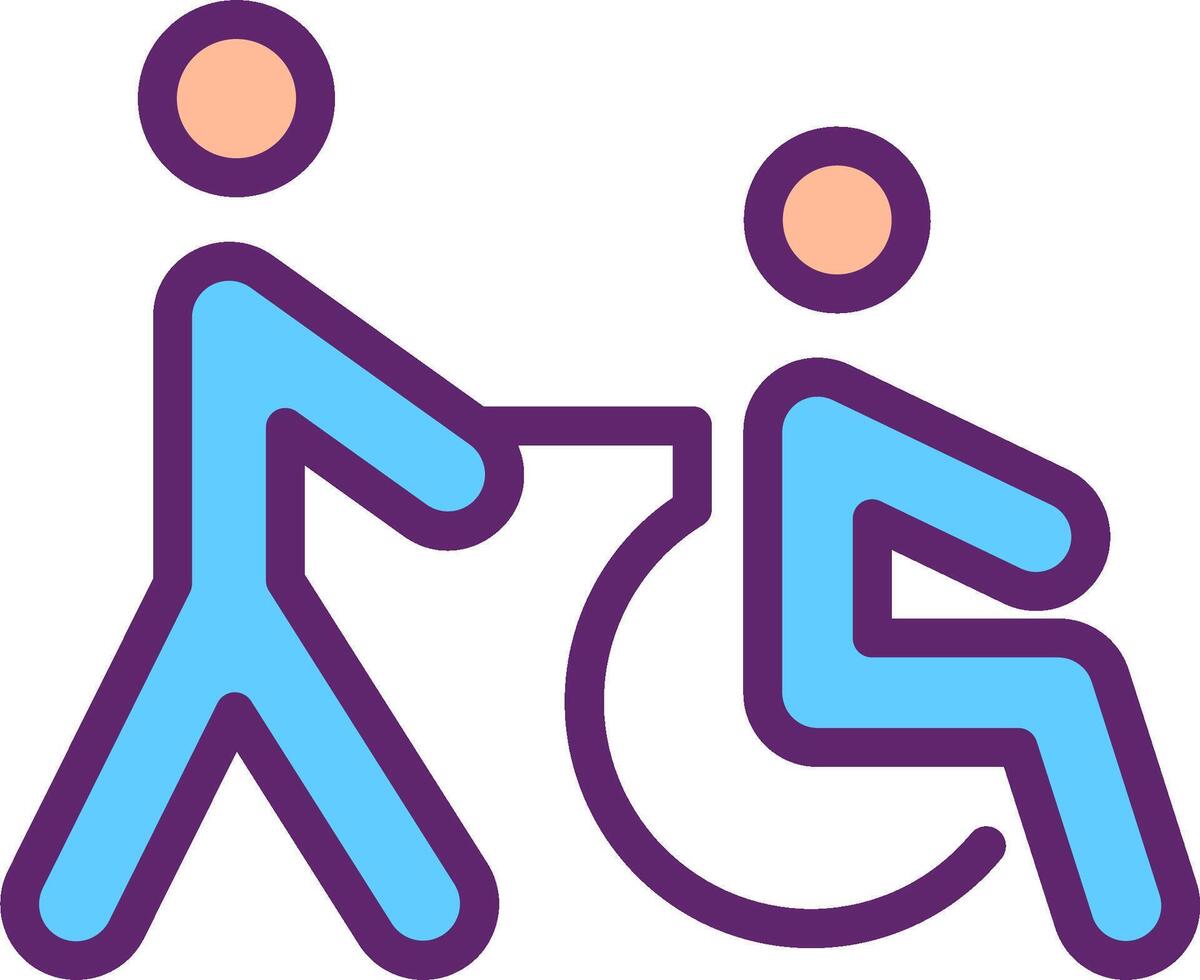 A person pushing a person in a wheelchair vector