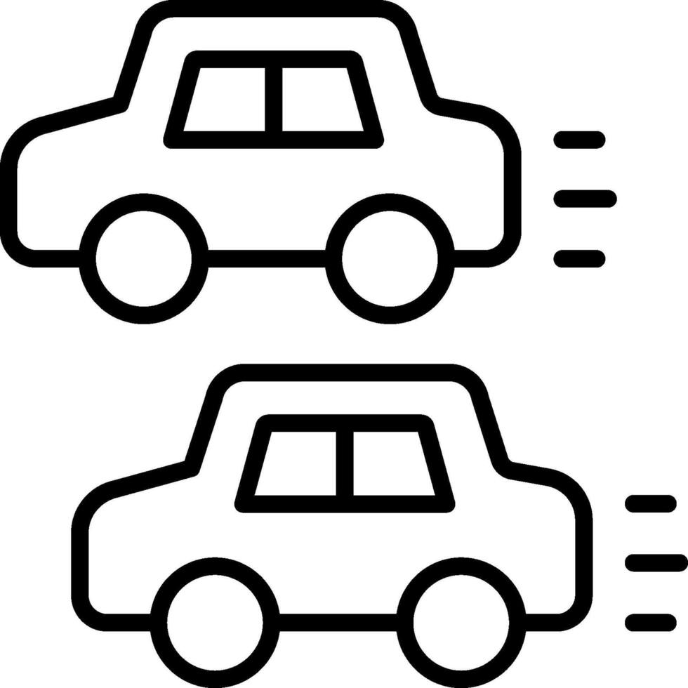 Two cars are shown in a line drawing vector