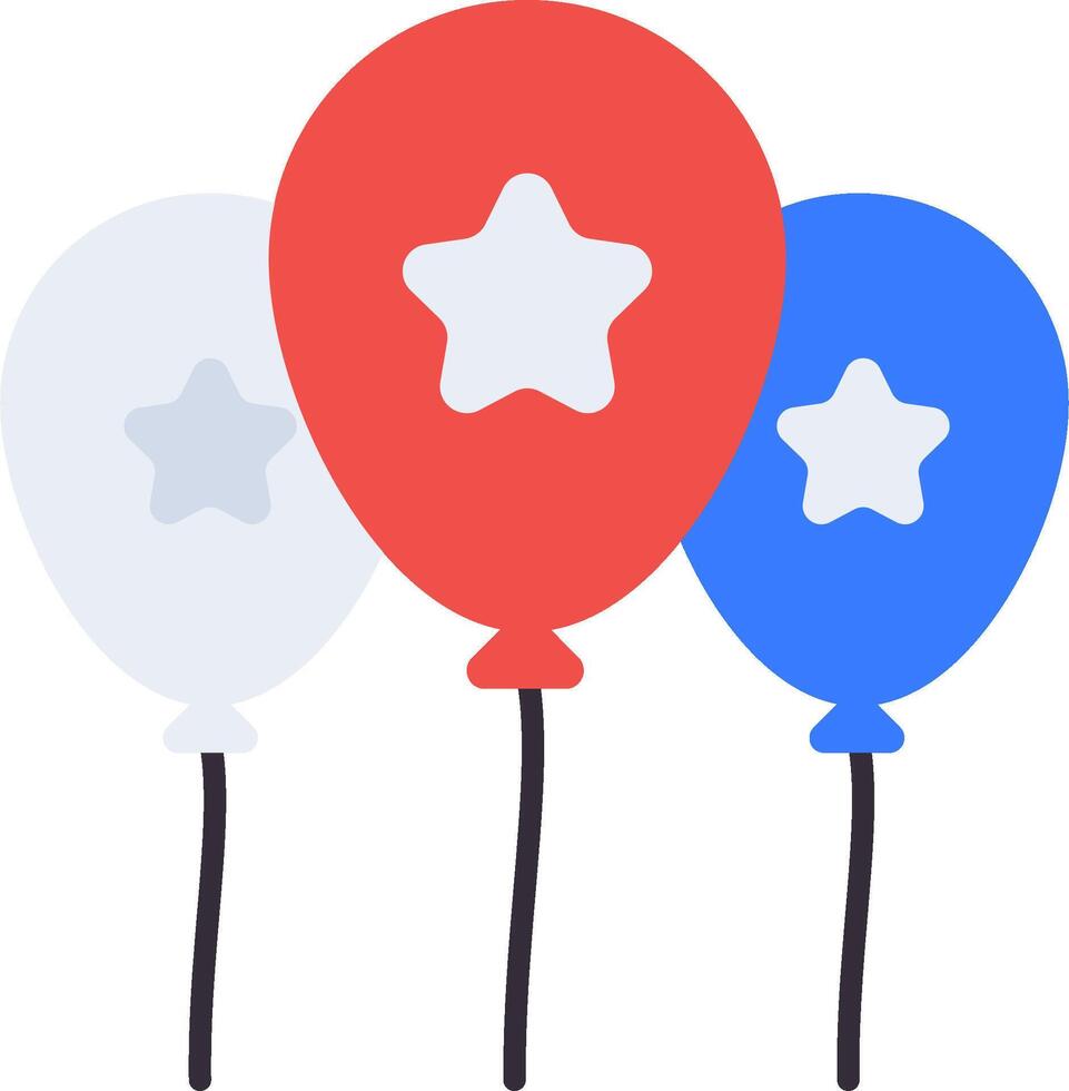 Three red, white and blue balloons with stars vector