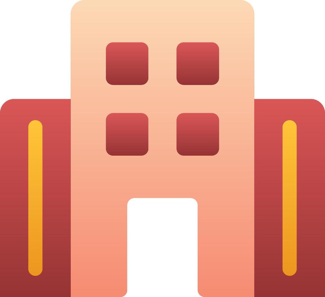A building icon with a yellow and orange color vector
