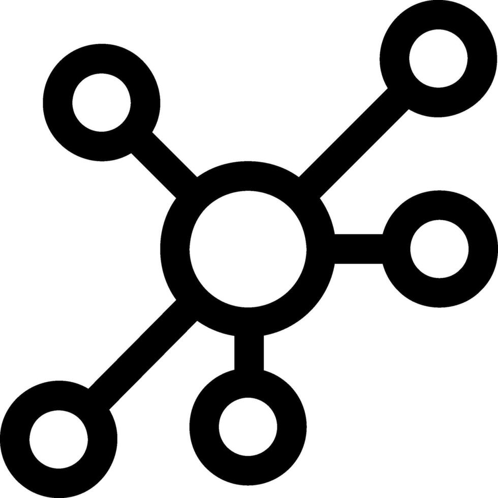 A black and white image of a network symbol vector