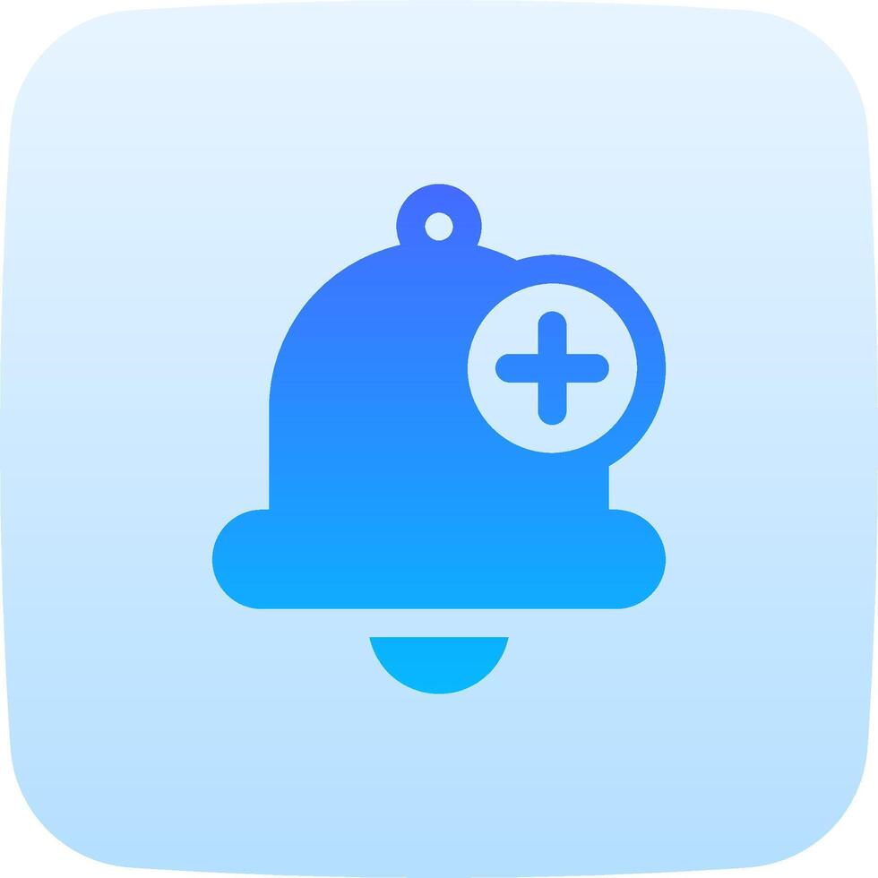 A blue bell icon with a plus sign vector