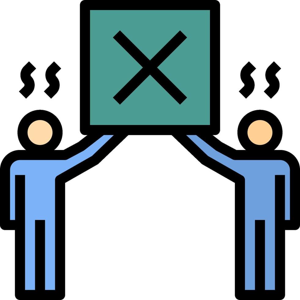 Two people holding up a sign with a cross on it vector