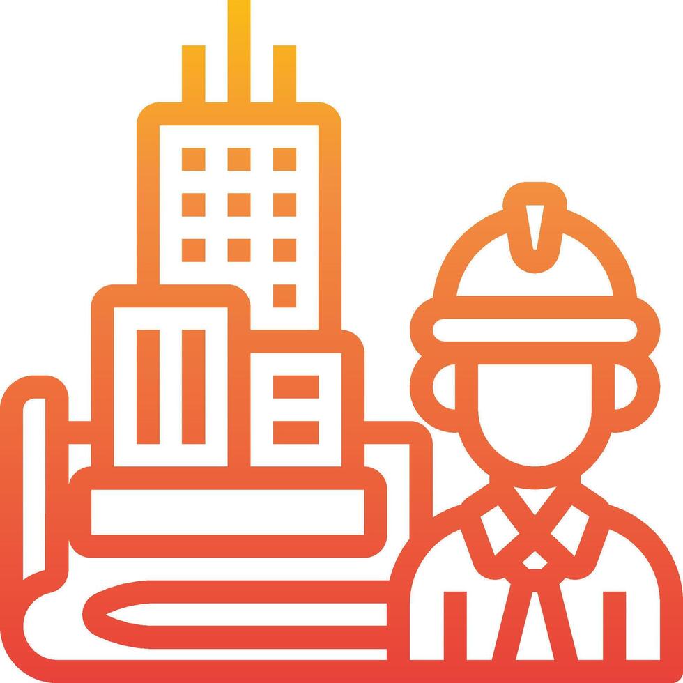 A man in a hard hat and a building in the background vector