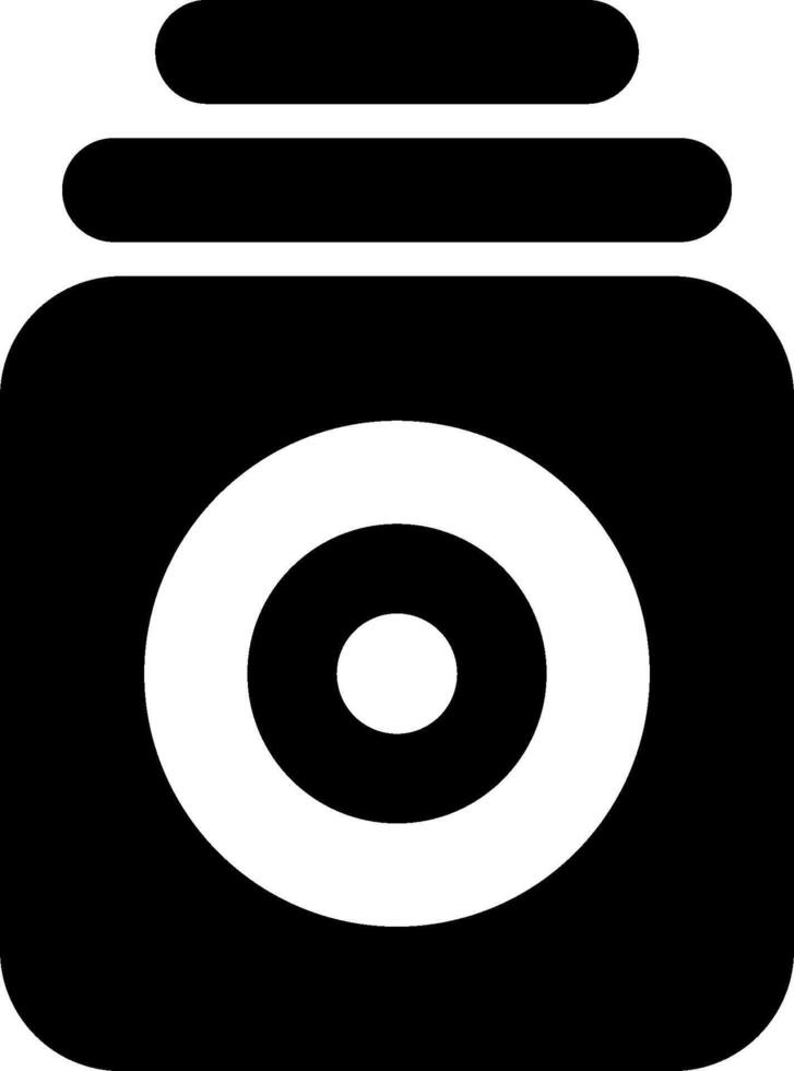 A black and white jar with a circular logo vector
